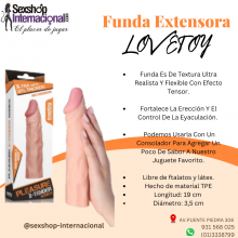 FUNDA EXTENSORA LOVETOY REALISTA Y FLEXIBLE CON EFECTO CALOR SEXSHOP